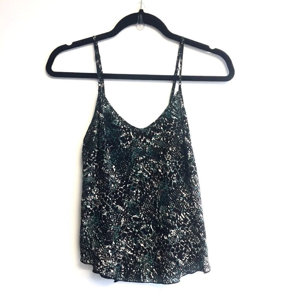 ARITZIA Wilfred Sleeveless Under Silk Camisole Tank Top Print Black Grey XS